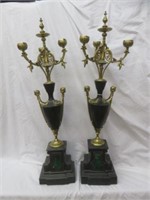 PAIR ANTIQUE ORNATE FRENCH STYLE CANDELABRAS 25"T