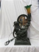 FRENCH STYLE FIGURAL PARLOR LAMP WITH MIRROR
