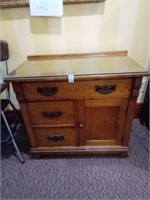Antique Oak Commode w/ Glass On Top