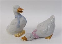 White Geese in Blue & Pink Ribbons Bows