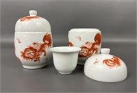 Qing Dynasty Porcelain Covered Dish/Tea Cups