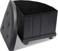 FB3377  HOUCHICS Small Storage Ottoman Black