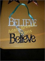 Two 6-inch "Believe" Christmas decor