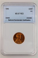 1946 Lincoln Cent NNC MS-67 Red Price Guide $775