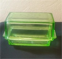 Vintage Green butter dish
