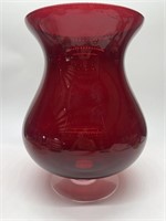 12in Ruby Red Glass Hurricane Candle Holder