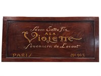 French Savon Violette Hand Painted Wood Trade Sign