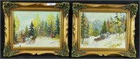 PAIR MARY GROVES UNTITLED LOGGING SCENES O/B