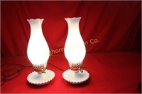 Milk Glass Lamps 2pc lot Approx. 13 1/2" tall