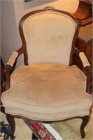 Carved French Provincial Chair with Upholstery