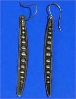 Sterling silver earrings 3D 925 Handmade 3" Long