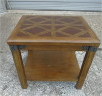 Rustic End Table w/Metal Accents