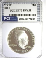 1990-P S$1 Eisenhower PR70 DCAM LISTS $150