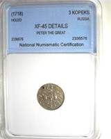 1718 3 Kopeks NNC XF45 Details Peter The Great
