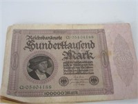 6 - 1923 German Reichbank Note 100,000 Mark notes