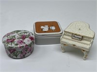 (3) Small Trinket Boxes, 1 is SFO Music Box Co. +