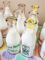 (6) 1-Qt Advertising Dairy Bottles