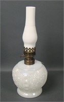 Iridised Milk Glass Daisy Miniature Oil Lamp