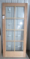 8 Panel glass pine wood interior door slab.