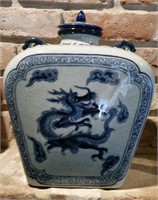 Takahashi Vintage Blue & White Vase with Lid