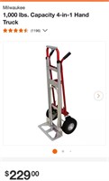 Milwaukee  1,000 lbs. Capacity 4-in-1 Hand Truck