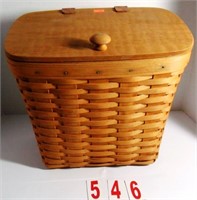 Large Basket, Hinged Lid and Plastic Liner