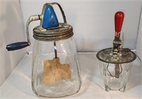 Early Glass Butter Churn And Egg Beater