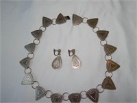 Sterling Boho Style Necklace & Earrings 61.21g