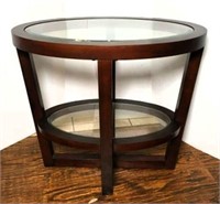 Oval Side Table Inset Glass Top