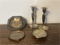 Silver Plated Candlesticks and Trivets