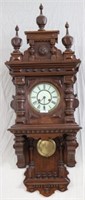 ORNATE VICTORIAN WALNUT WALL CLOCK, PROBABLY