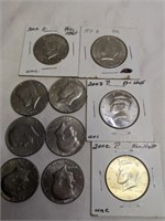 1971, 76, 2002, 2003 Kennedy Halves,  10 Total