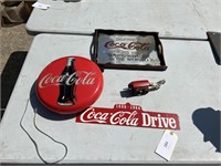 COCA COLA TELEPHONE, TRAY, CAST HORSE AND METAL