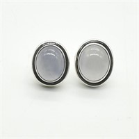 Silver Chalcedony(6.8ct) Earrings