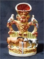 Staffordshire Figural Vase with Animals