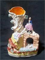 Staffordshire Figural Vase with Lady and Animals