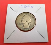 1934-D Washington 25 Cent Coin