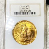 1924 $20 Gold Double Eagle NGC - MS64