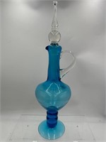 Mid century Bischoff blue glass Empoli decanter
