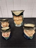 4 ROYAL DOULTON vintage face toby jugs