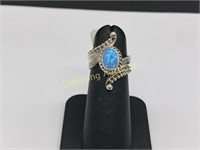NAVAJO STERLING SILVER BLUE OPAL RING