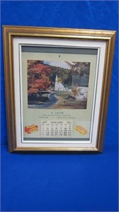 Framed 1954 Calendar A. Lazar Grocery Oshawa, Ont
