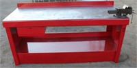 Painted Metal Work Bench w/Vise