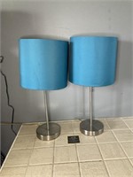 Pair of Small Teal Table Lamps