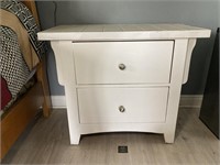 White Tile Topped Wood Night/Side Table 2/2