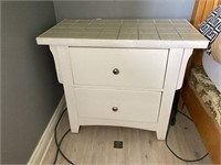 White Tile Topped Wood Night/Side Table 1/2