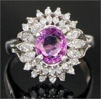 Platinum 1.44 ct GIA Pink Sapphire & Diamond Ring