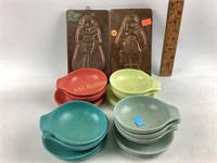 Melmac Ware Bowls and Plates, Copper Baking Molds