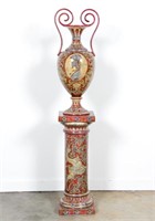 Gubbio Majolica Double Handled Urn on Stand