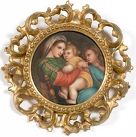 Italian Firenze Porcelain Plaque W/Gilt Frame
